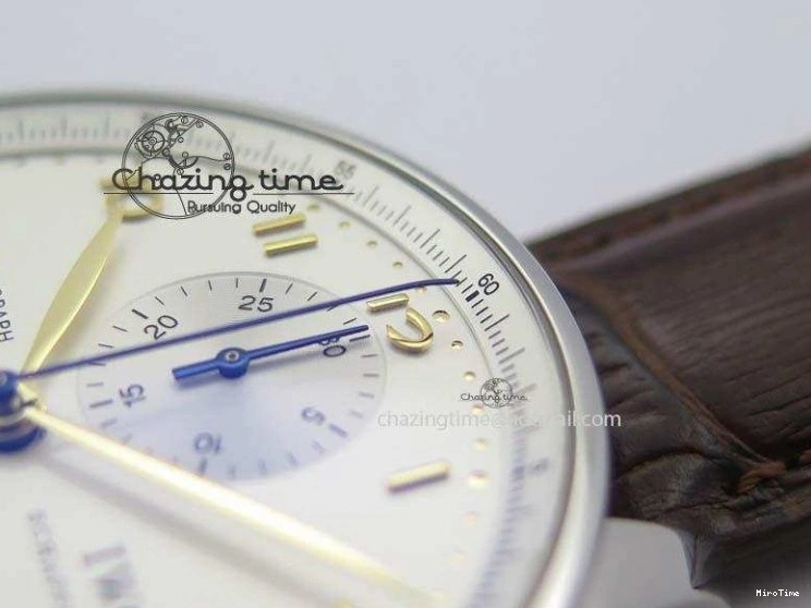 MIROTIME 0126 ModernLook Portuguese IW371445 ZF 1:1 Best Edition SS White Dial Gold Markers On Brown Leather Strap A79350 V 7269